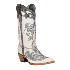 Corral Boots Corral® Ladies White & Silver Embroidered Point Toe Boots C3935