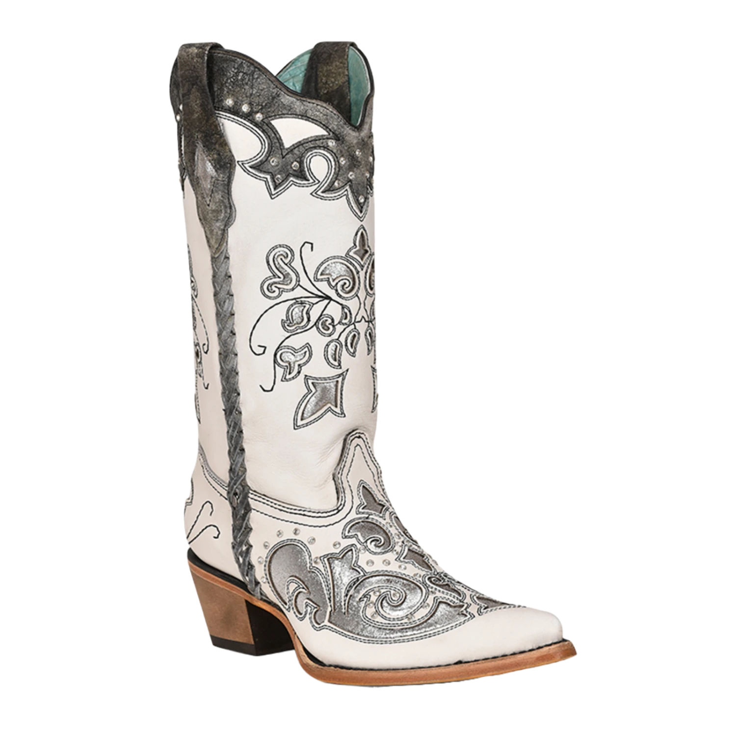 Corral Boots Corral® Ladies White & Silver Embroidered Point Toe Boots C3935 3 Corral Boots Corral® Ladies White & Silver Embroidered Point Toe Boots C3935