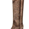 Corral Boots Lds Sand/Leopard Print Embr. & Studs Tall Top Round Toe - C3789