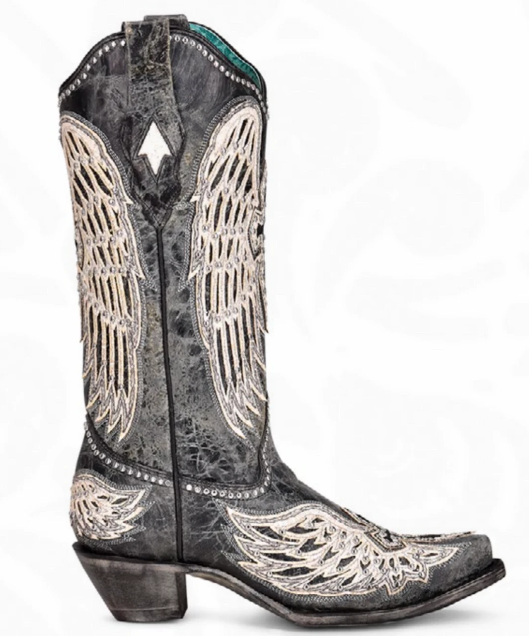 Corral Boots Lds Black Cross & Wings Overlay & Studs -A4232 4 Corral Boots Lds Black Cross & Wings Overlay & Studs -A4232 - Image 2