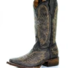 Corral Boots Black/Silver/Gold Wing & Cross SQ Toe - A1032