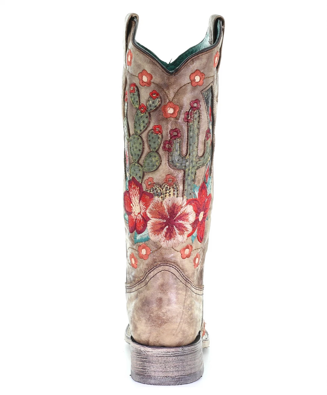 Corral Boots Ls Taupe Cactus Overlay & Flower Emb. Sq Toe - A3769 4 Corral Boots Ls Taupe Cactus Overlay & Flower Emb. Sq Toe - A3769 - Image 2