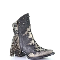 Corral Boots Women's Corral Leather Boots Fringe And Concho Handcrafted Black