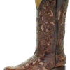 Corral Boots Corral Women's Square Toe Inlay Cowgirl Boot W/Studs & Embroidery - Brown -Corral Boots Store a3326 42940.1586576863