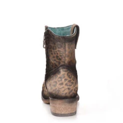 Corral Boots Corral Ladies Brown Leopard Print Round Toe Booties C3627 -Corral Boots Store c3627 3