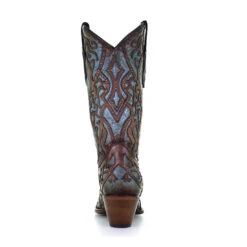 Corral Boots Corral Ladies Turquoise & Brown Embroidery & Studs Leather Boots C3750 -Corral Boots Store d27700ce3b68d3345e3c6fd27c31f8ad