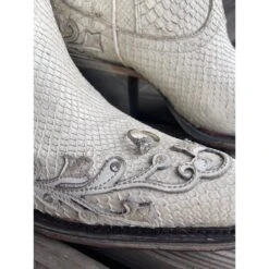 Corral Boots Corral® Ladies "Anna" White Python Overlay & Embroidery Wedding Boots A4357 -Corral Boots Store ringsquare